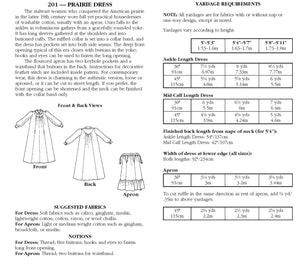 Photo of back of pattern cover. Cover shows description of pattern, views, fabric suggestions, and size and yardage charts.