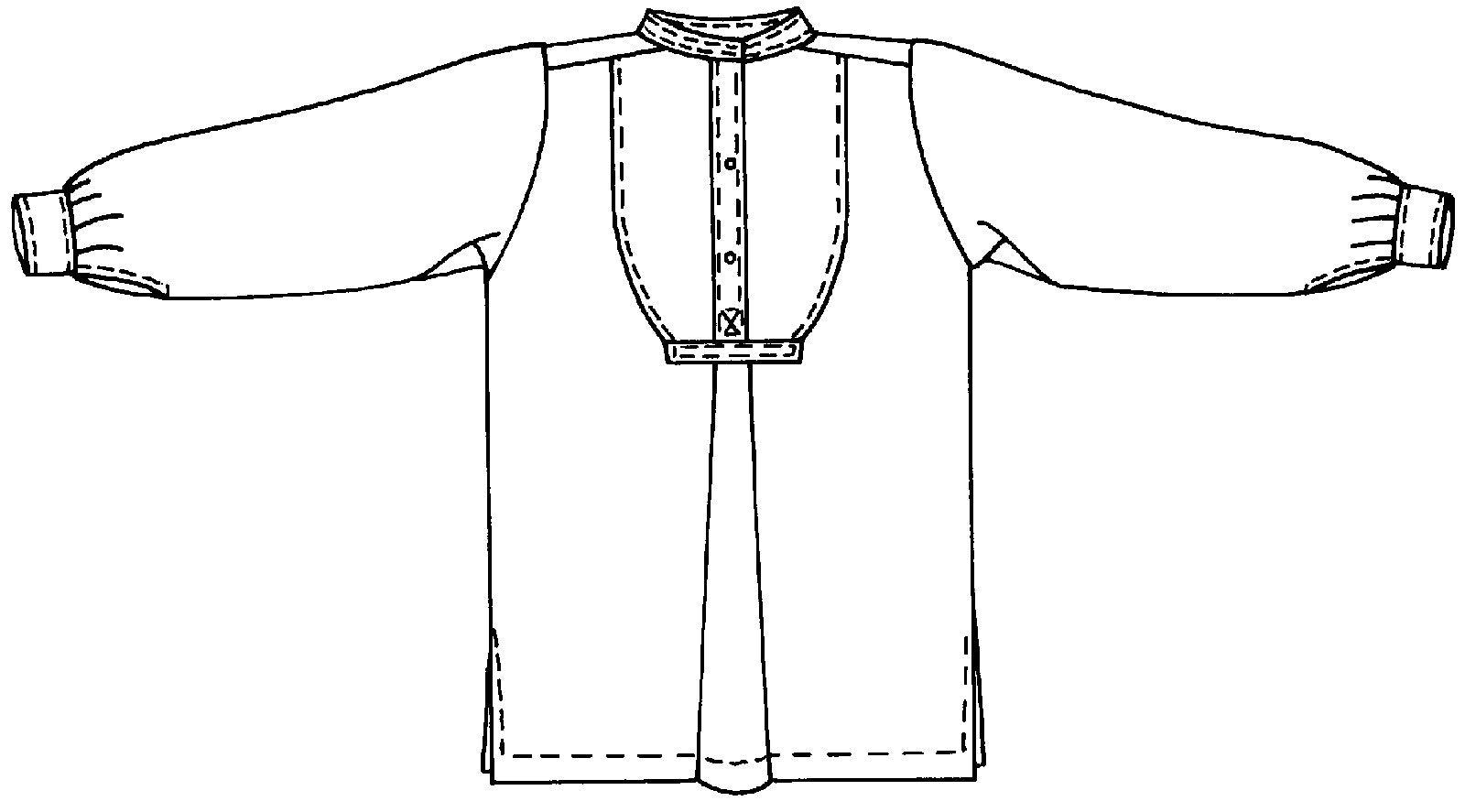 Flat line drawing of front view of Victorian Shirt