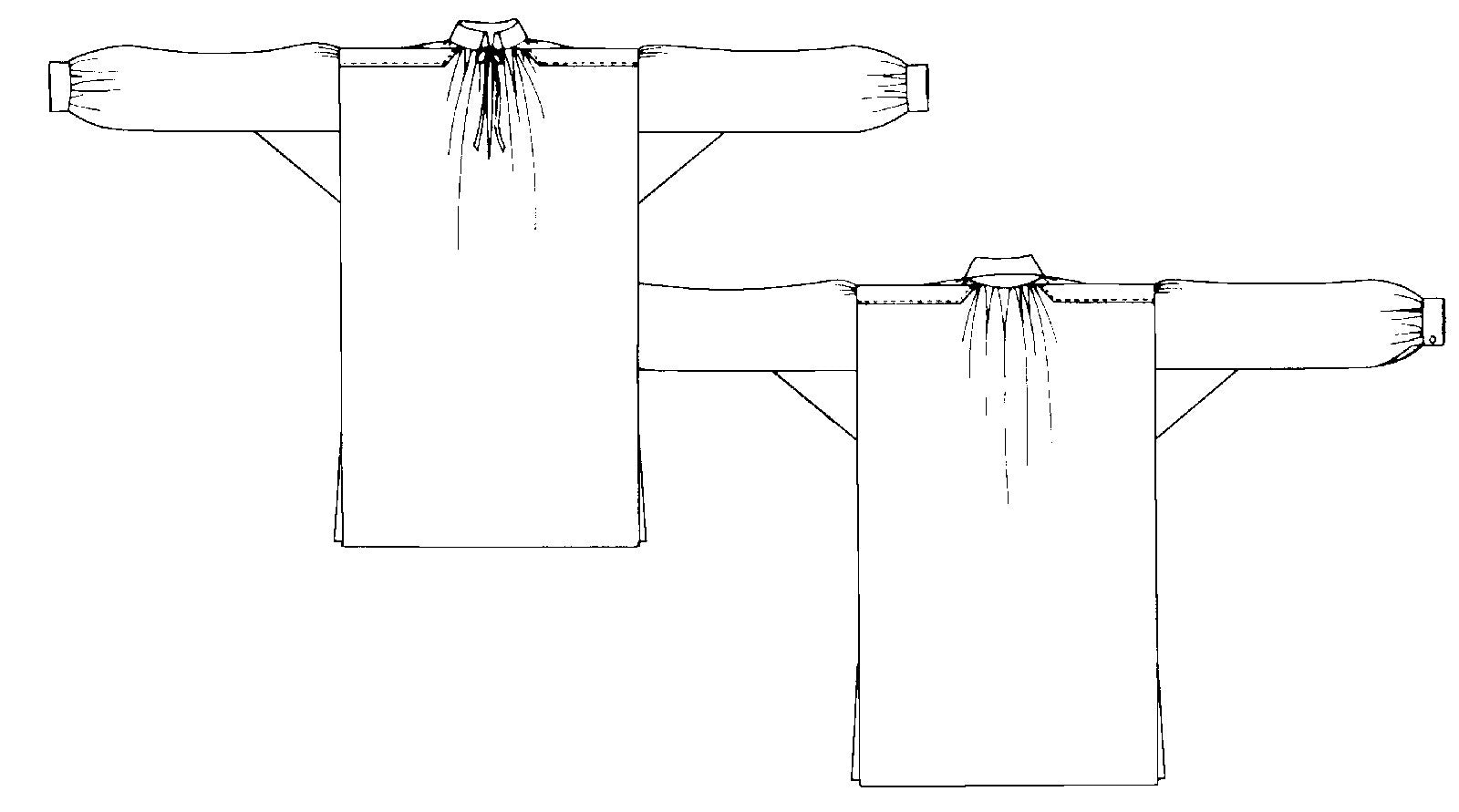 Black and white pattern flat-line drawing of front and back views of 204 Missouri River Boatman's Shirt.