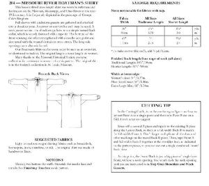 Photo of back of pattern cover. Cover shows description of pattern, views, fabric suggestions, and size and yardage charts.