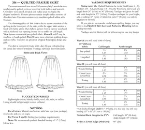 Photo of back cover shows size and yardage chart.  Includes fabric suggestions and description.