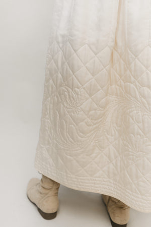 Close up of bottom quilted detail of 206 Quilted Prairie Skirt,