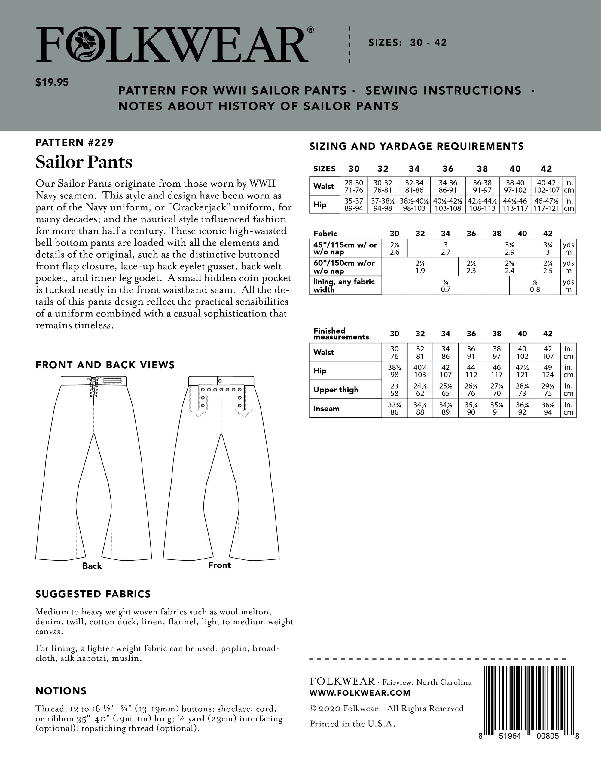 229 Sailor Pants - PDF