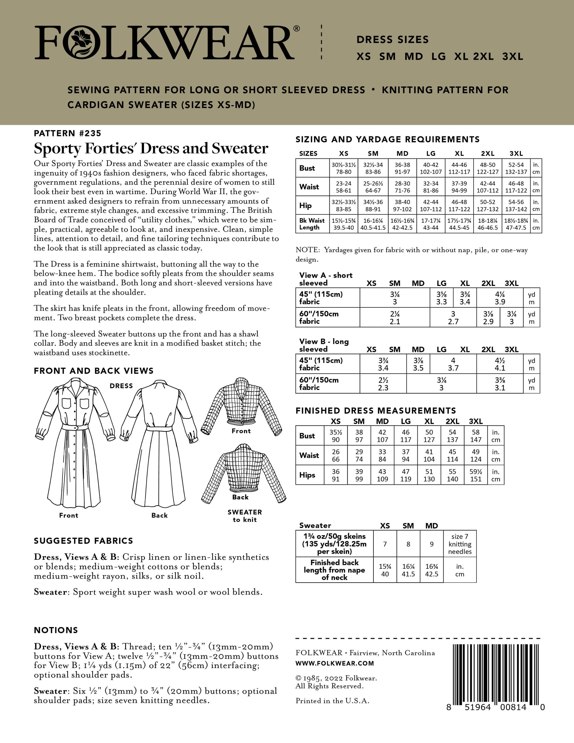 235 Sporty Forties' Dress - PDF