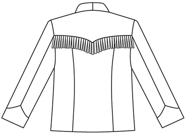 Black and white pattern drawing of back 242 Rodeo Cowgirl Jacket  view A & B 