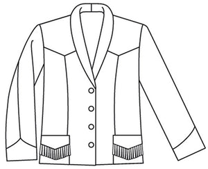 Black and white pattern drawing 242 Rodeo Cowgirl Jacket of front view A 