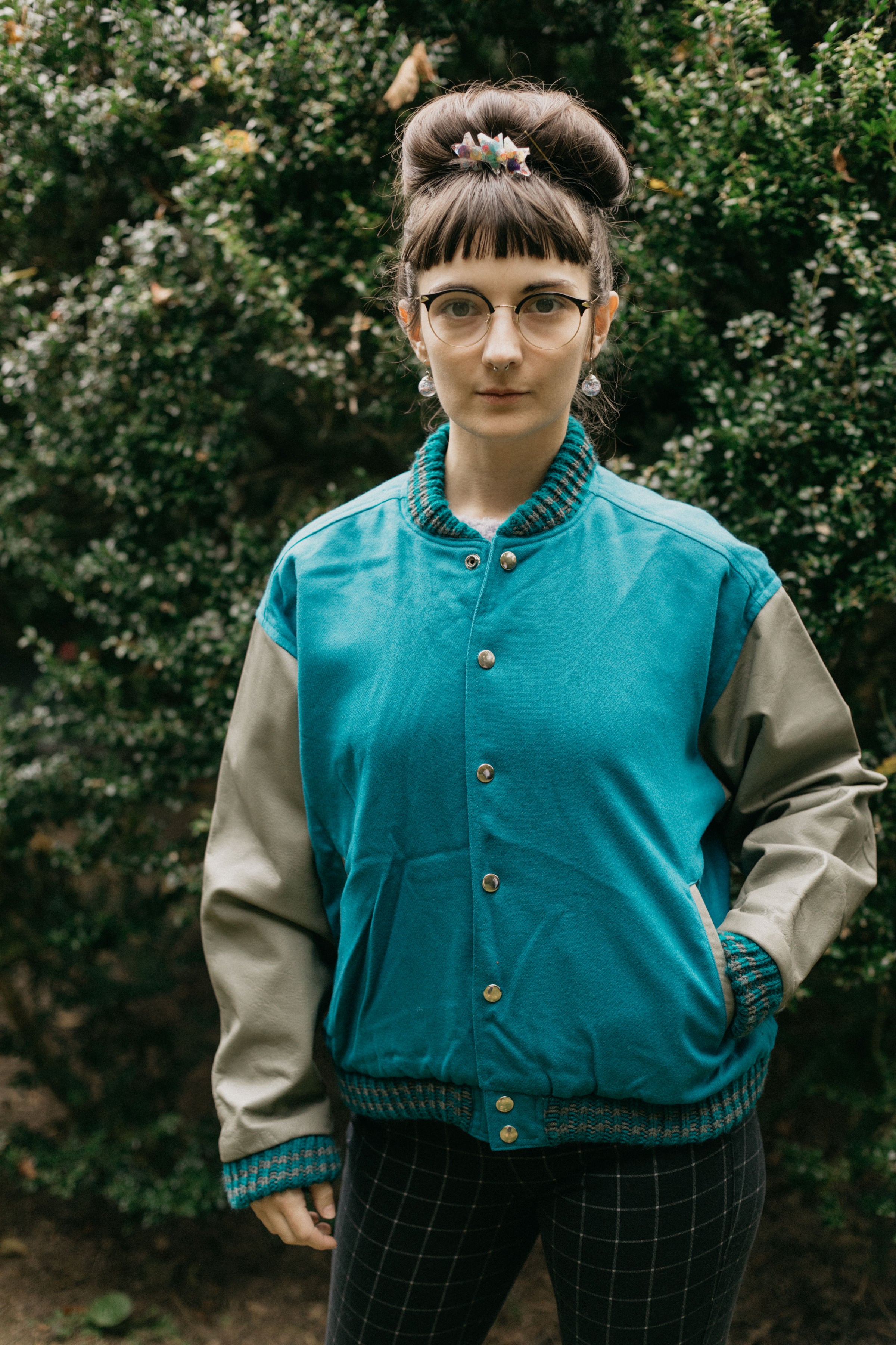 letterman jacket green