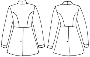 Black and white Pattern drawing of the back view of the man and woman's Countryside Frock Coat.