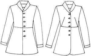Black and White front view of pattern drawing of man and woman Countryside Frock Coat
