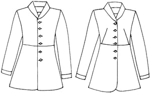 Black and White front view of pattern drawing of man and woman Countryside Frock Coat