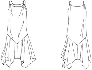 Black and White pattern drawings on front and back view of the #264 Monte Carlo Dress.