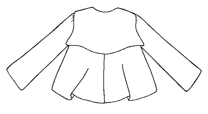 Black and white pattern drawing of the Metro Middy Blouse