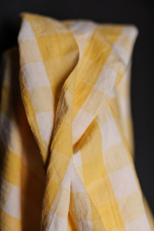 European Linen/Cotton blend - Large Yellow Gingham Check