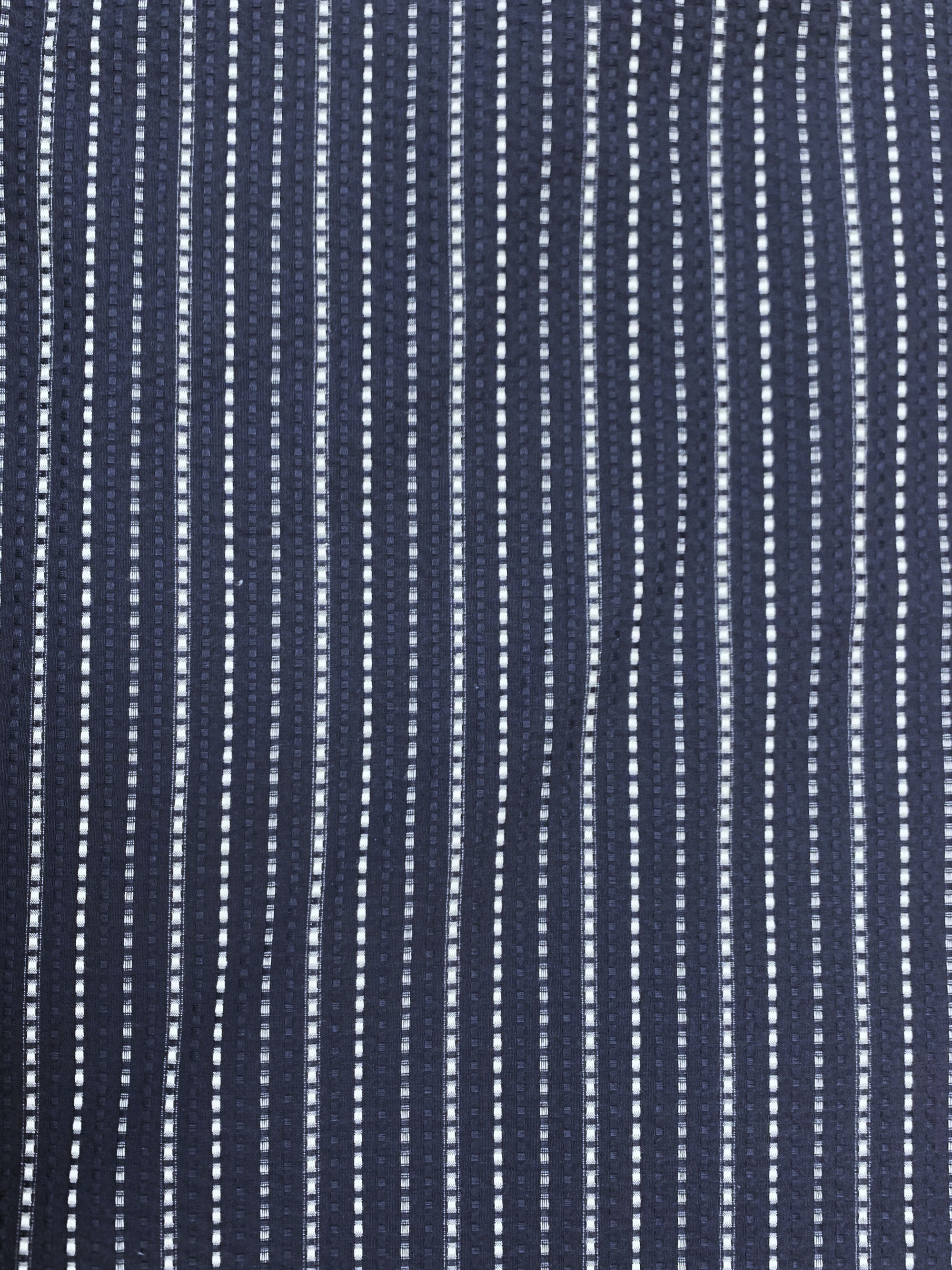 Textured Cotton - navy and white stripe