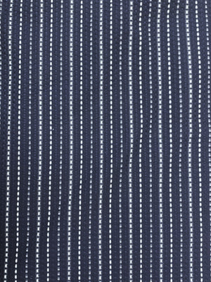Textured Cotton - navy and white stripe